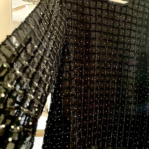 Beaded and sequined black top. - Picture 2 of 4